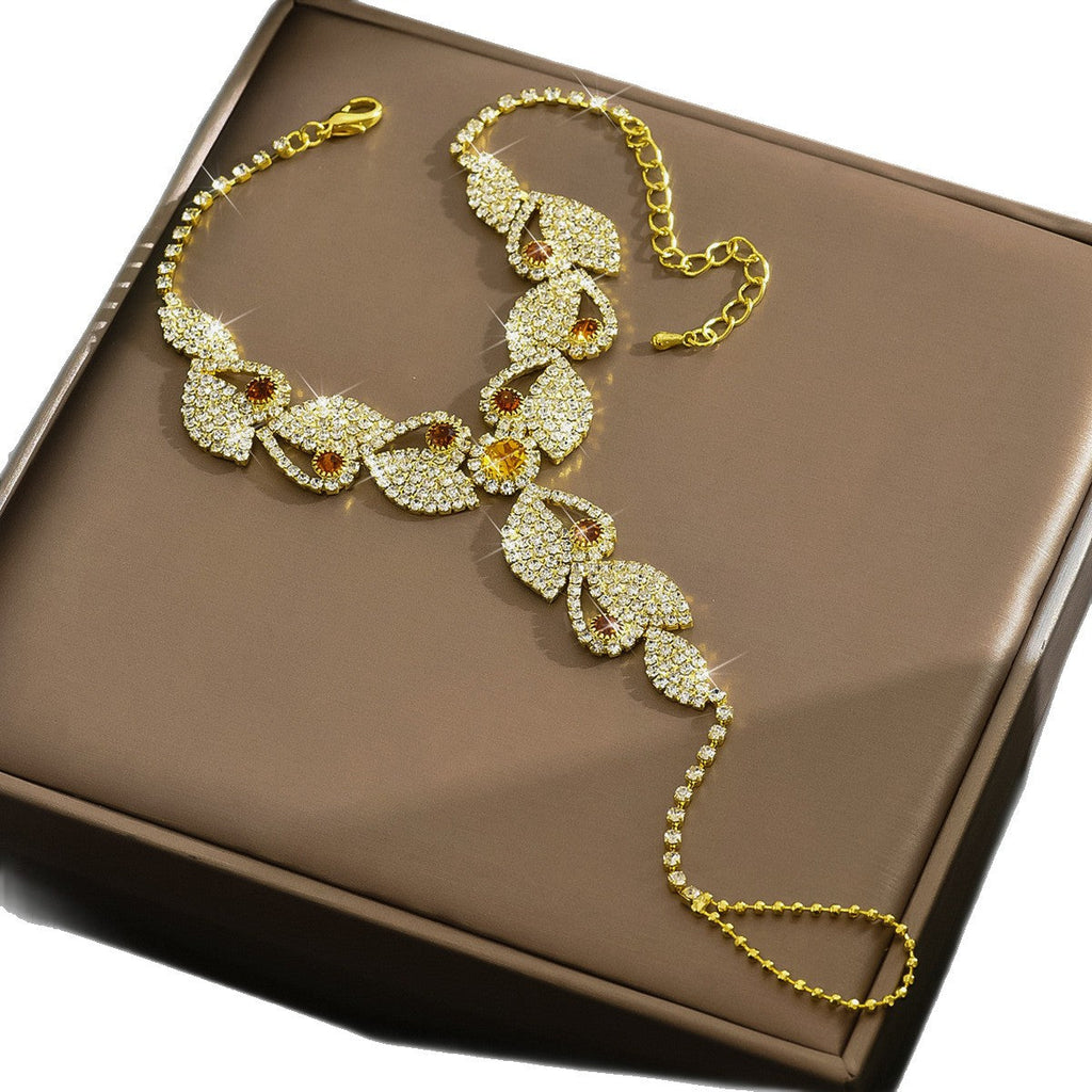 European And American New Style Sweet Full Diamond Flower Leaf Anklet 2026 New Fashion Light Luxury High-End Interlocking Foot Jewelry For Women