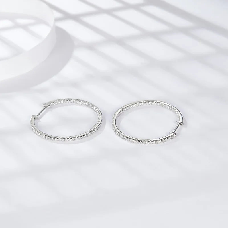 KNOBSPIN Moissanite Loop Earrings for Women 925 Sterling Sliver 1.2mm D vvs1 Lab Grown Diamond Ear Studs Fine Jewelry Gift
