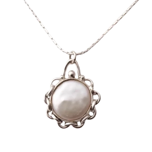 Freshwater Coin Pearl  925 Sterling Silver  Handmade Necklace Women's Gift Anniversary Valentine's Day Mother's Day