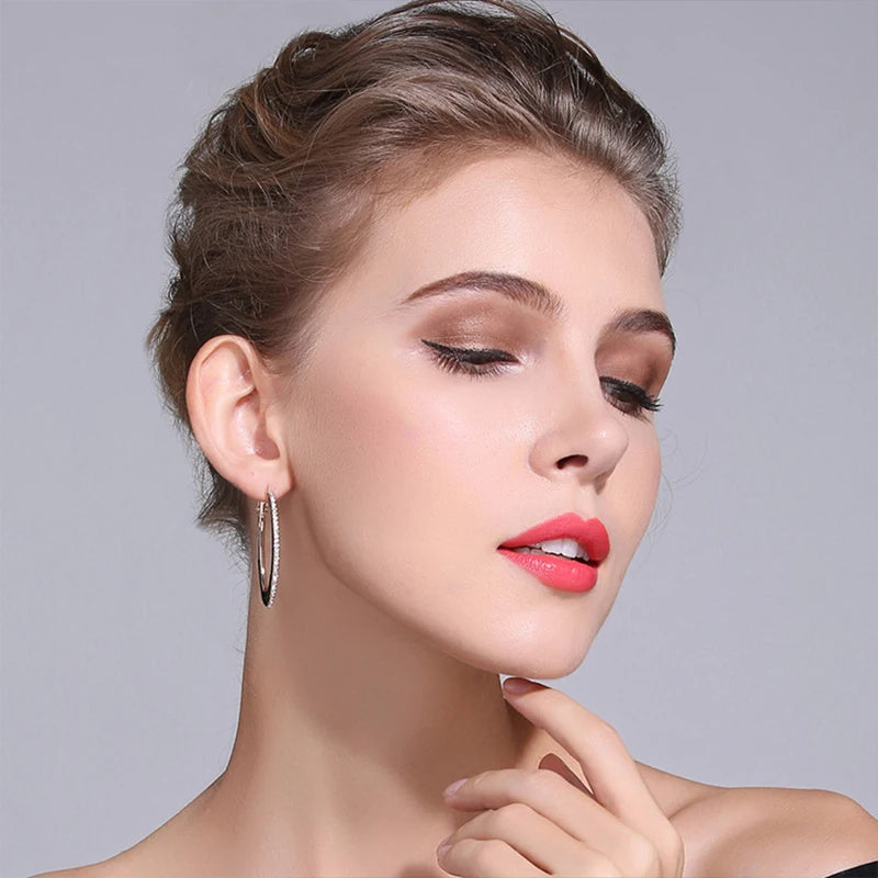 KNOBSPIN Moissanite Loop Earrings for Women 925 Sterling Sliver 1.2mm D vvs1 Lab Grown Diamond Ear Studs Fine Jewelry Gift