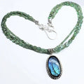 Handmade Labradorite & Kyanite Multi-Strand Statement Necklace — Sterling Silver