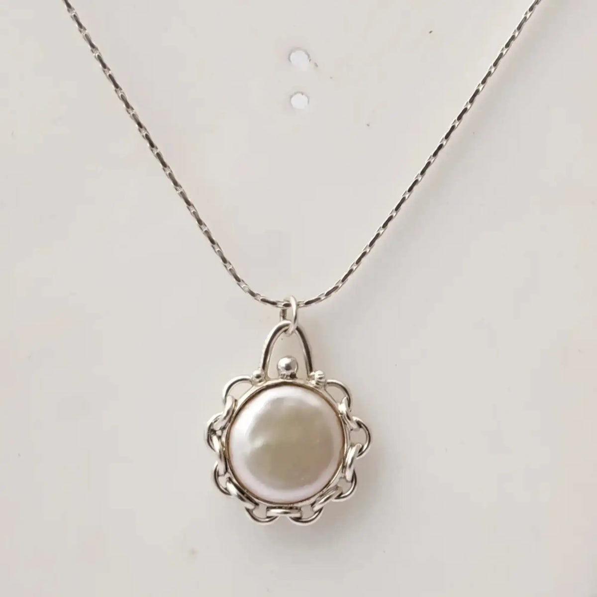 Freshwater Coin Pearl  925 Sterling Silver  Handmade Necklace Women's Gift Anniversary Valentine's Day Mother's Day
