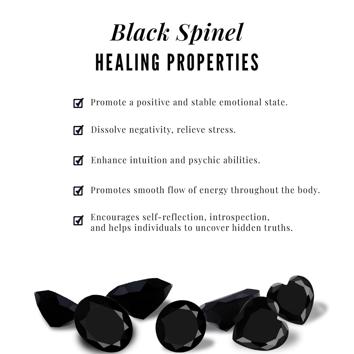 Natural Black Spinel Infinity Pendant Necklace with Diamond