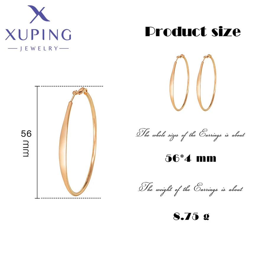 Xuping Jewelry Gold Color Plated Fashion European Style Elegant Big Hoops Earrings for Girls Women School Party Gift 80633