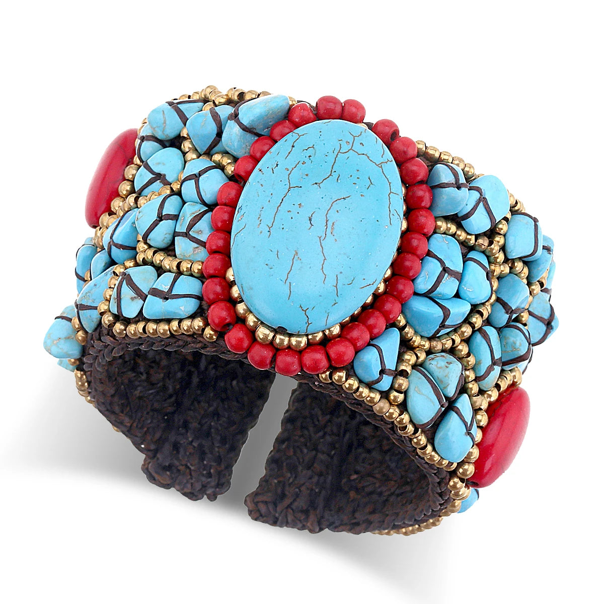 Bohemian Handmade Weaving Beaded Cuff Bracelet Bangle for Girls Women Trendy Natural Stones Crystal Flowers Statement Bracelet
