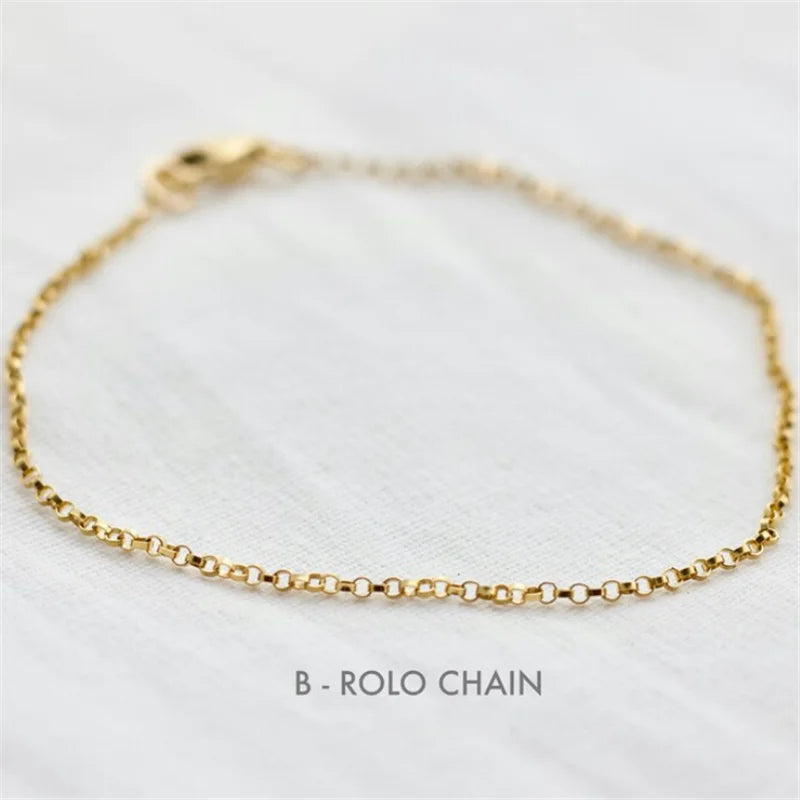 14K Gold Filled Chain Bracelet Handmade Jewelry Boho Charms Bracelets Vintage Anklets for Women Bridesmaid Gift Jewelry