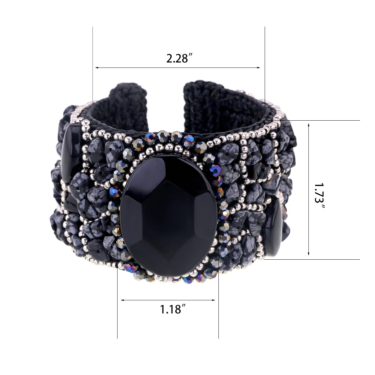 Bohemian Handmade Weaving Beaded Cuff Bracelet Bangle for Girls Women Trendy Natural Stones Crystal Flowers Statement Bracelet