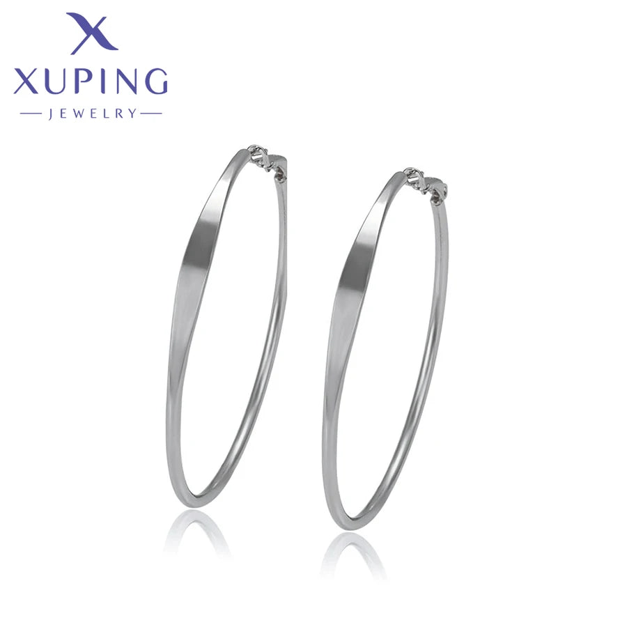 Xuping Jewelry Gold Color Plated Fashion European Style Elegant Big Hoops Earrings for Girls Women School Party Gift 80633