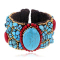 Bohemian Handmade Weaving Beaded Cuff Bracelet Bangle for Girls Women Trendy Natural Stones Crystal Flowers Statement Bracelet