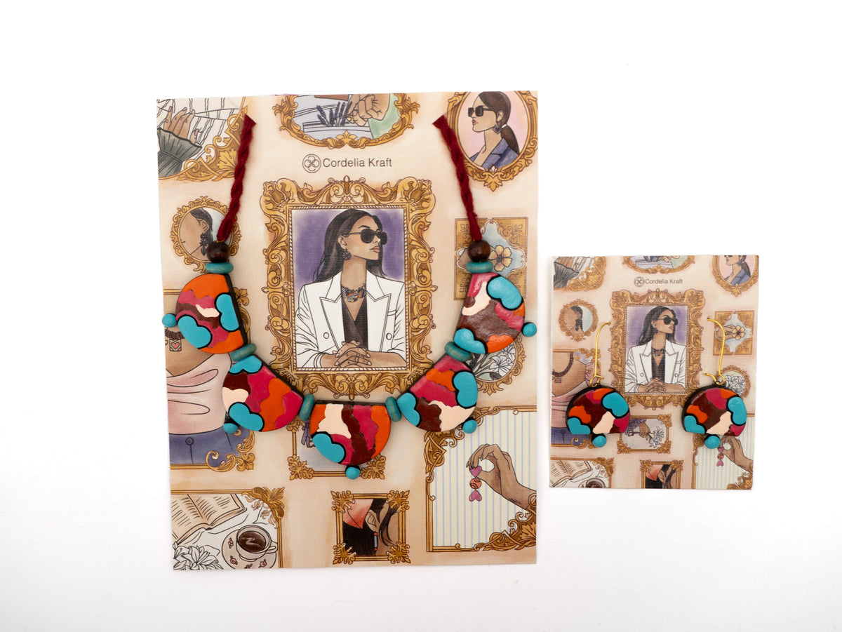 Colorful Semi-Circle Terracotta Choker Set