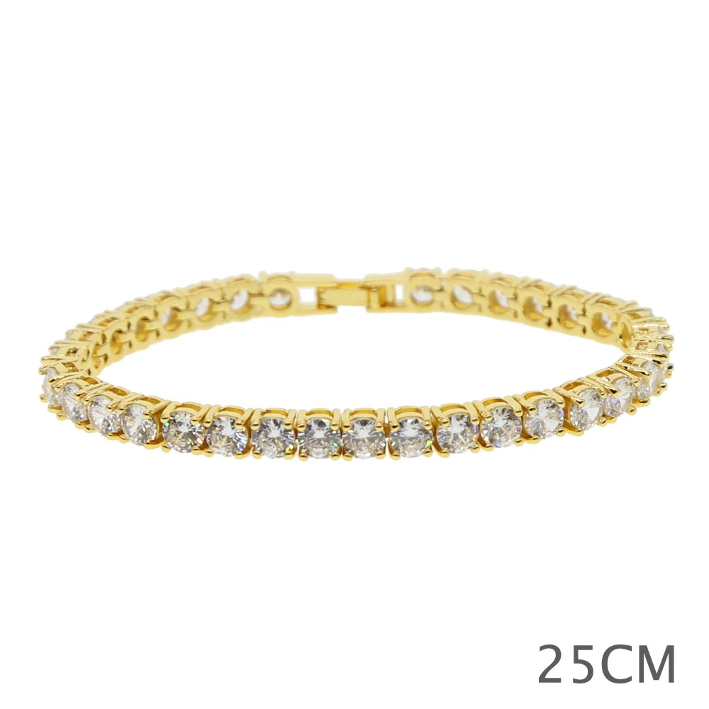 New 5A CZ Zircon Charm Anklet Iced Out Bling Rose Gold Silver Color Pink Cz 5mm Tennis Chain Anklets For Women Jewelry