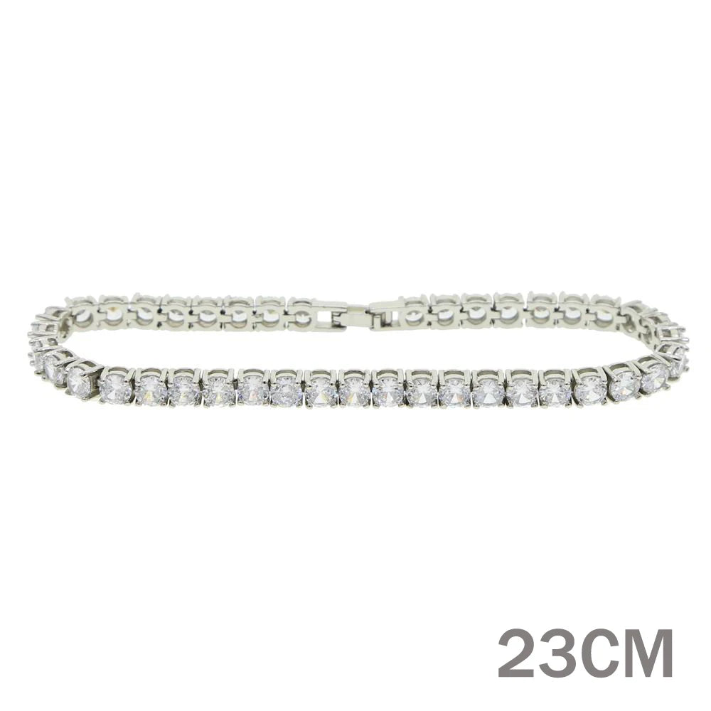 New 5A CZ Zircon Charm Anklet Iced Out Bling Rose Gold Silver Color Pink Cz 5mm Tennis Chain Anklets For Women Jewelry