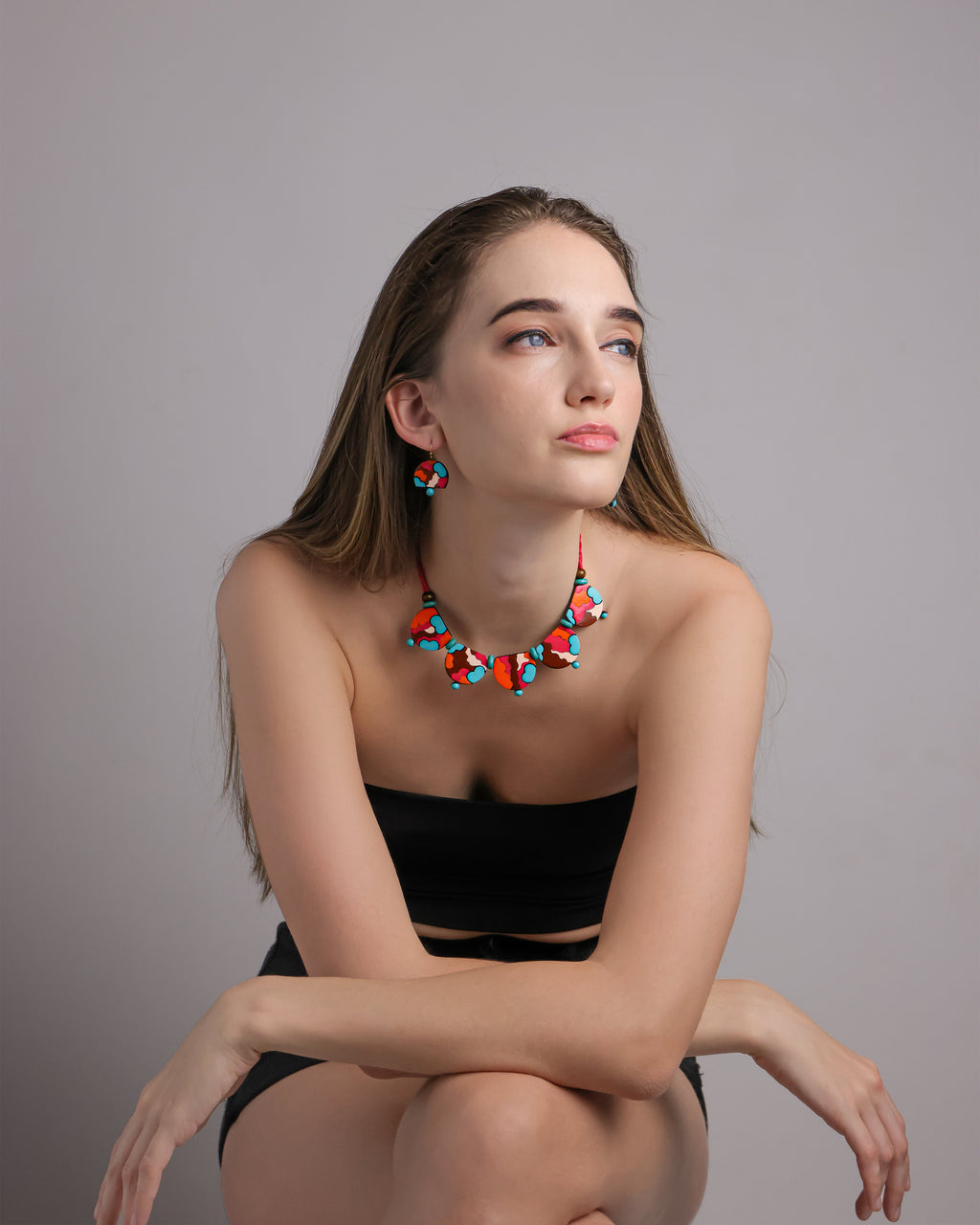 Colorful Semi-Circle Terracotta Choker Set