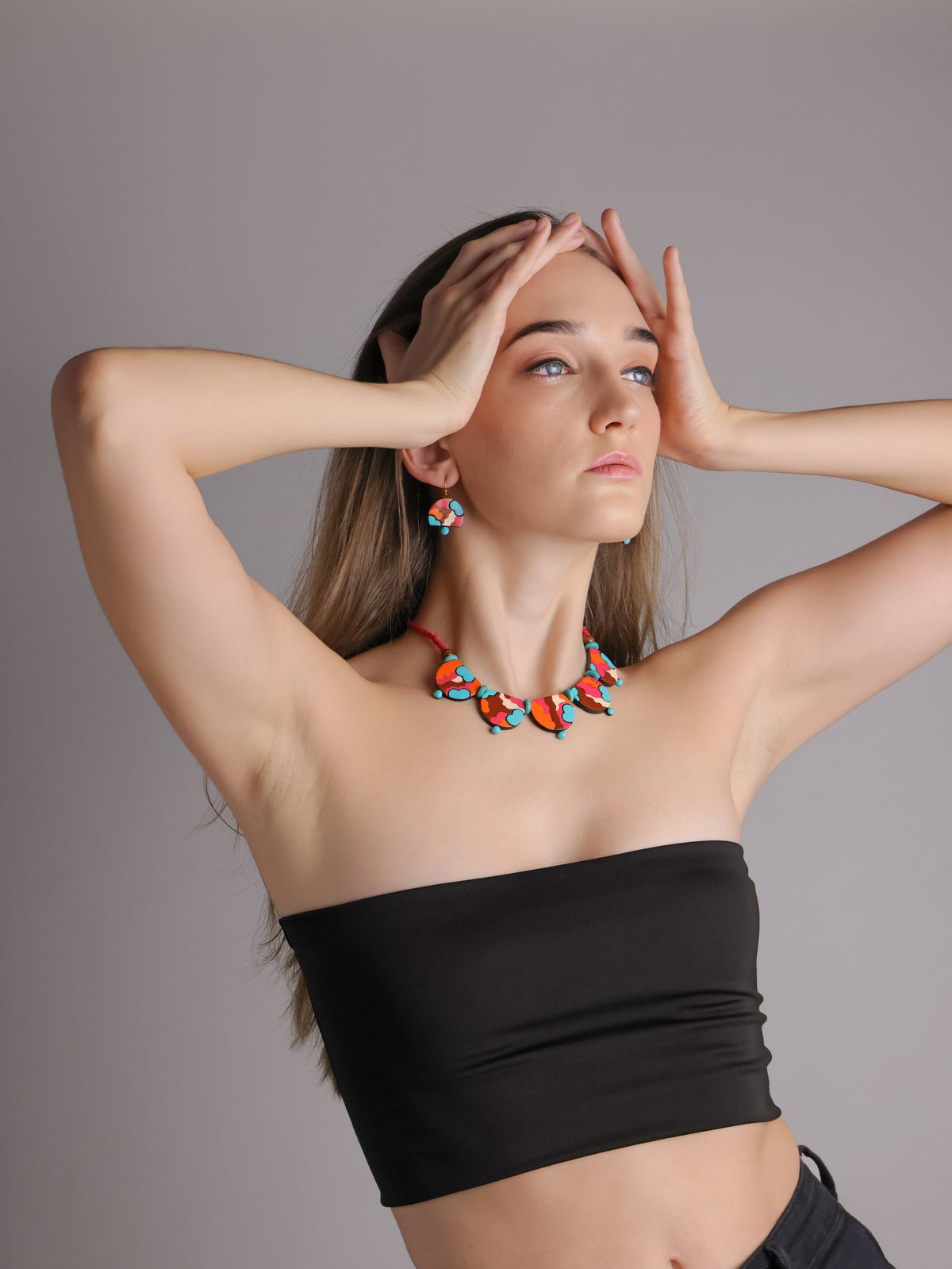 Colorful Semi-Circle Terracotta Choker Set