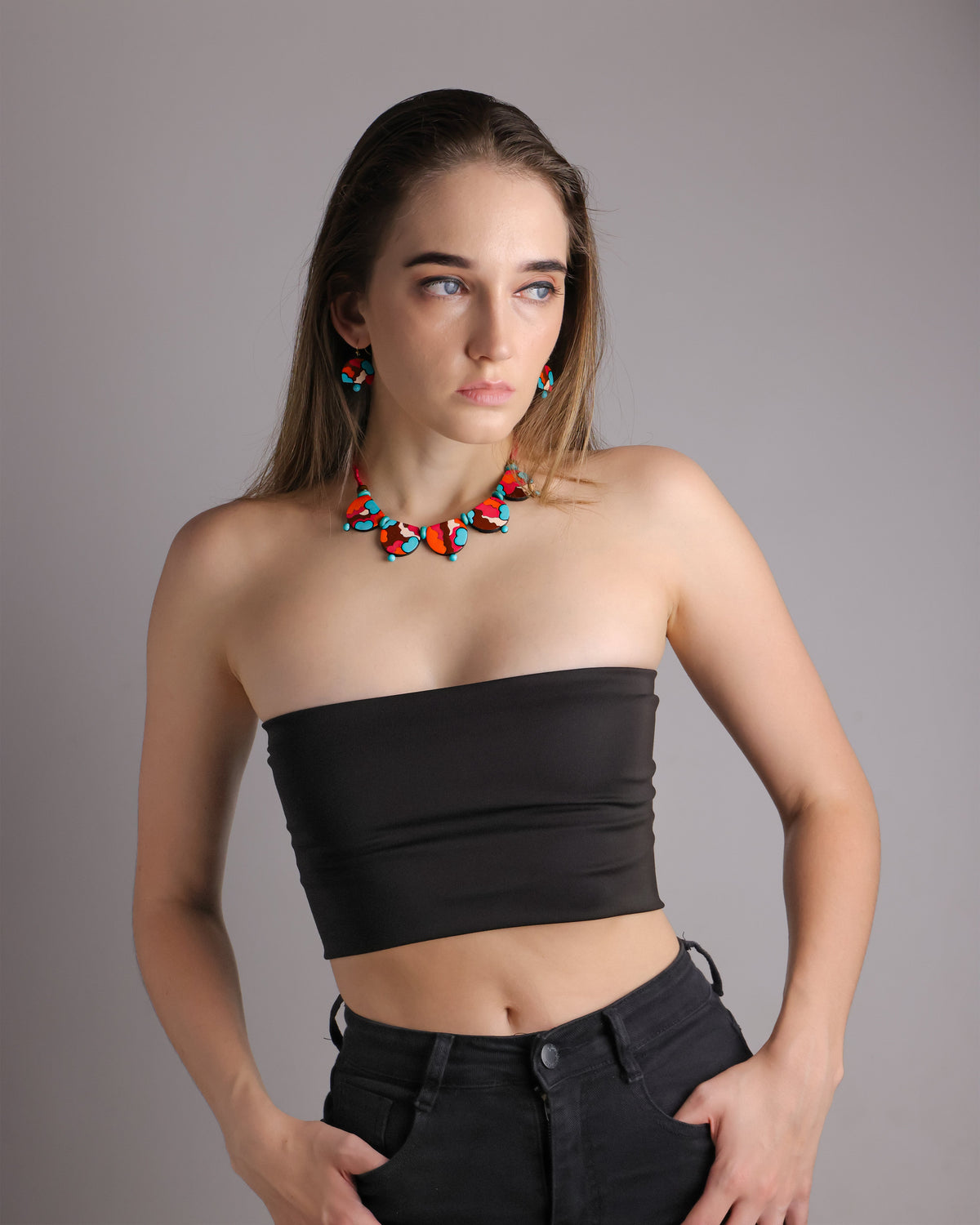 Colorful Semi-Circle Terracotta Choker Set