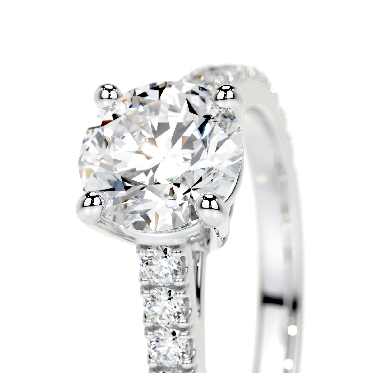 Round Brilliant Lab Grown Diamond Channel Setting Engagement Ring (F/VS) in 14K White Gold