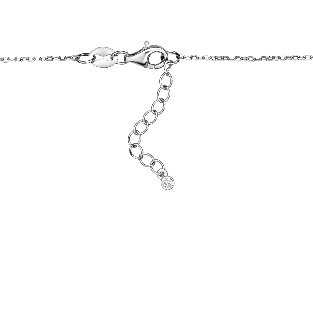 Sterling Silver Necklace Pendant for Girls Double Heart with Simulated Diamonds 17.5"