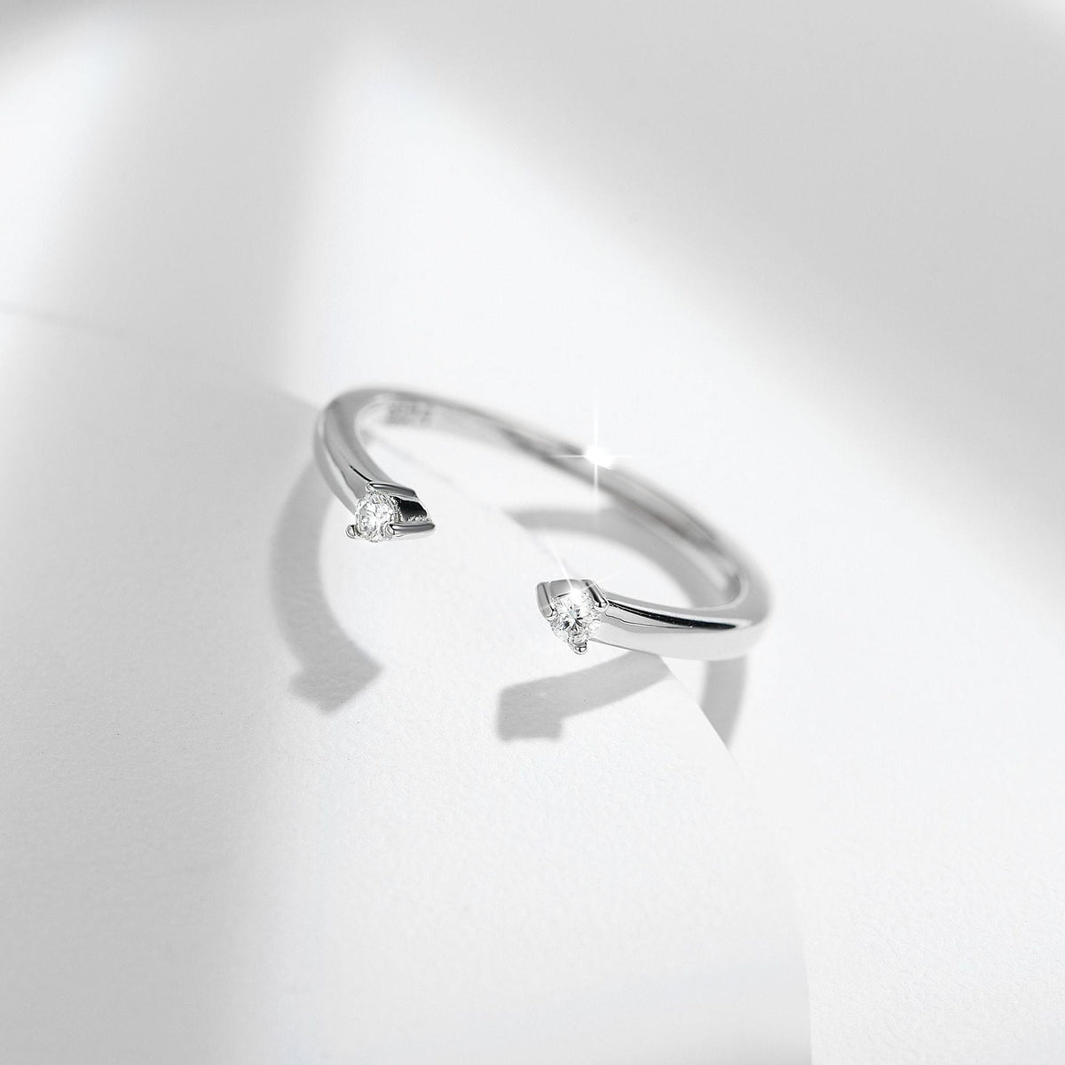 Stackable Double Stone Moissanite Ring in 18K Gold-Plated Sterling Silver – Minimalist Wedding Band Set for Women