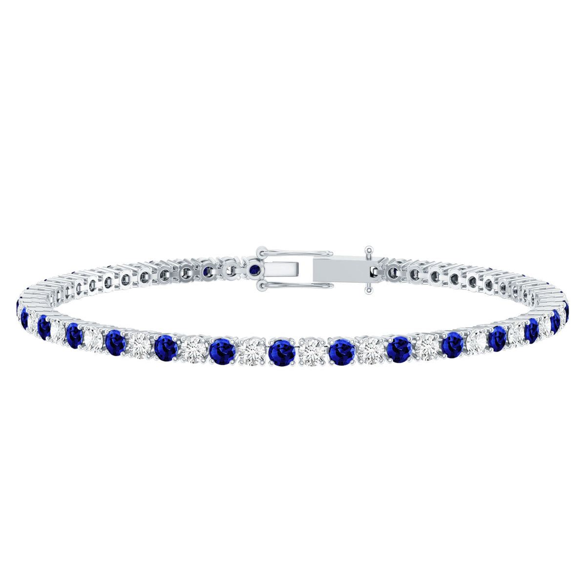 Certified Lab Grown Diamond and Sapphire Wedding Tennis Bracelet