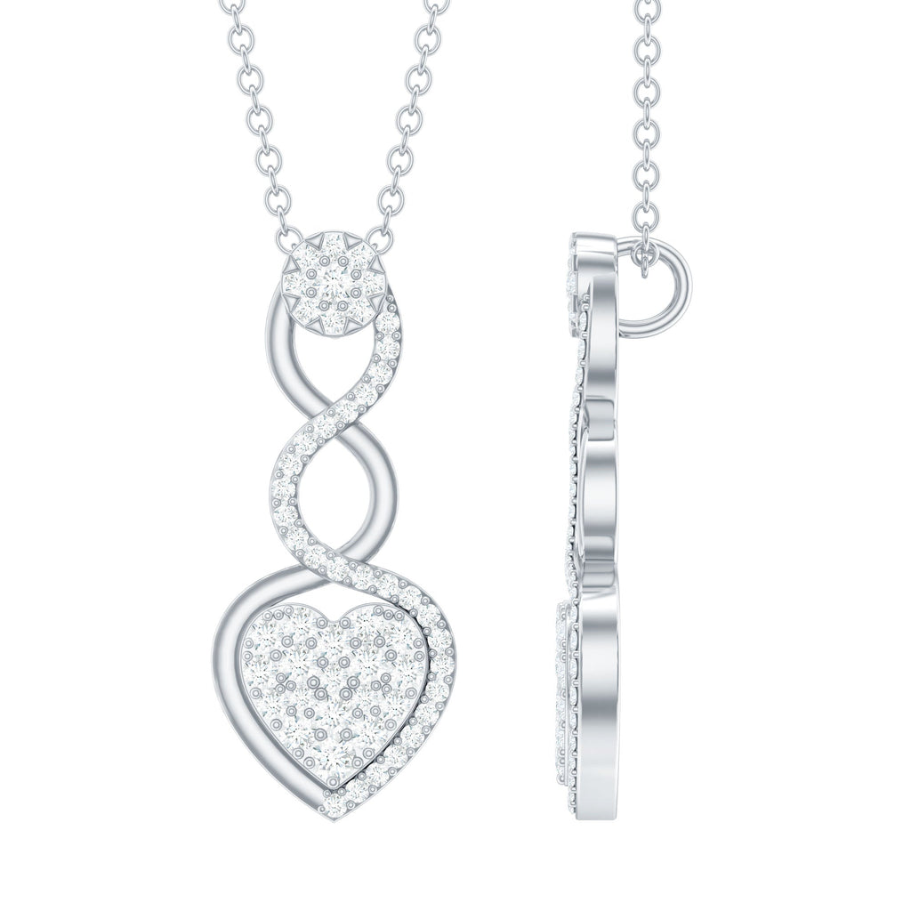 Natural Diamond Infinity Heart Pendant Necklace
