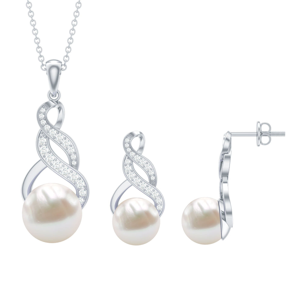 Freshwater Pearl & Lab-Grown Diamond Infinity Bridal Jewelry Set