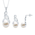 Freshwater Pearl & Lab-Grown Diamond Infinity Bridal Jewelry Set