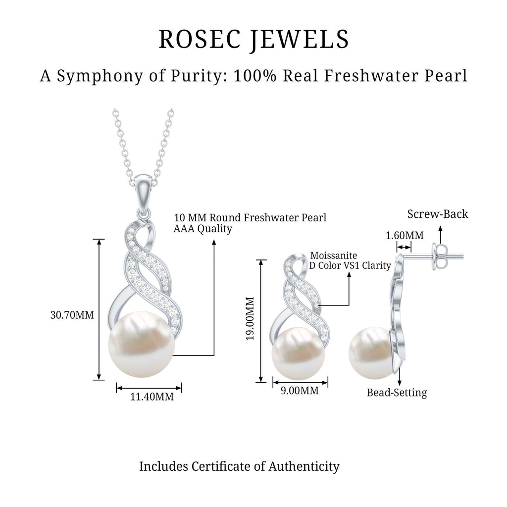 Freshwater Pearl & Lab-Grown Diamond Infinity Bridal Jewelry Set
