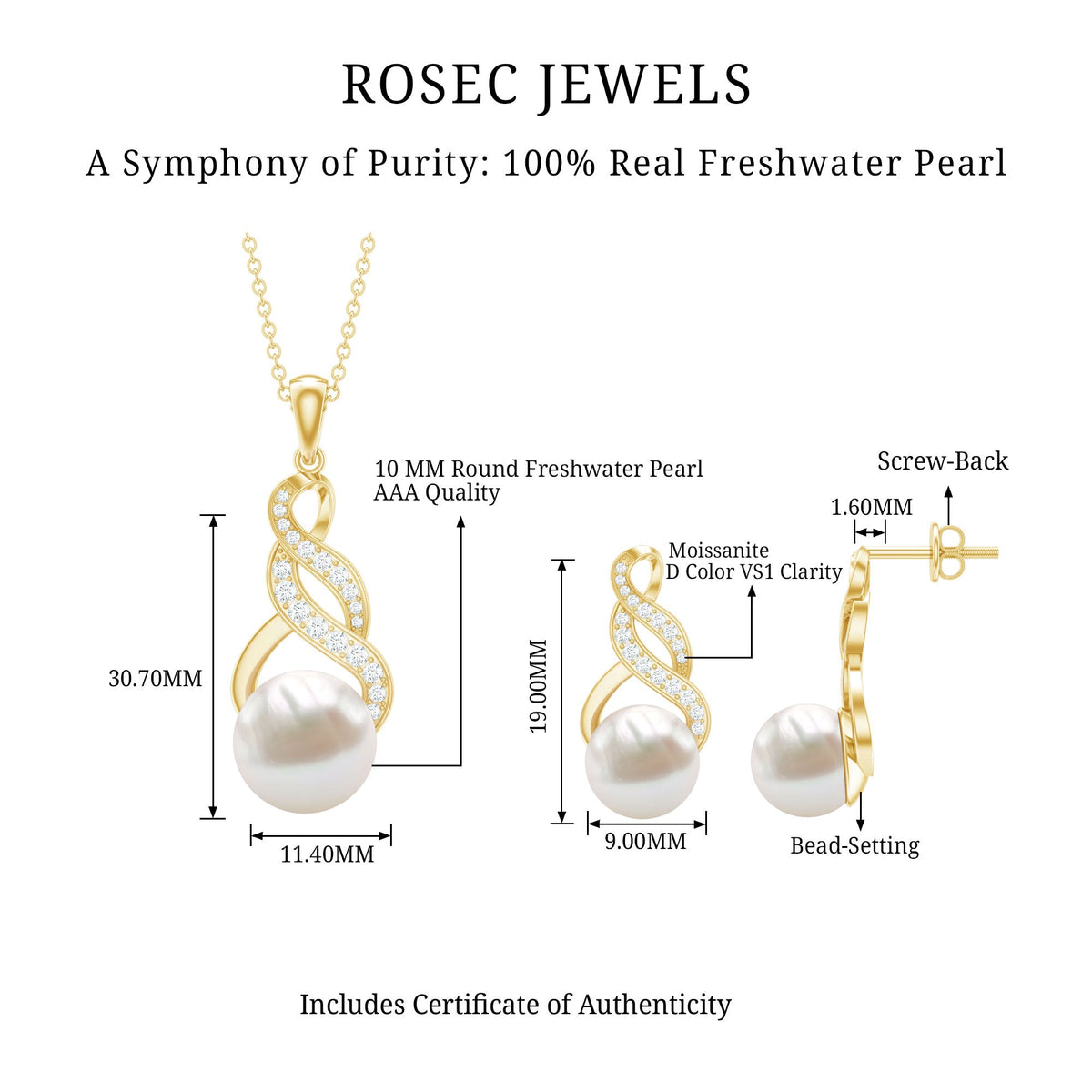 Freshwater Pearl & Lab-Grown Diamond Infinity Bridal Jewelry Set