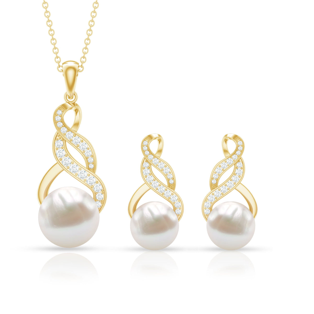 Freshwater Pearl & Lab-Grown Diamond Infinity Bridal Jewelry Set