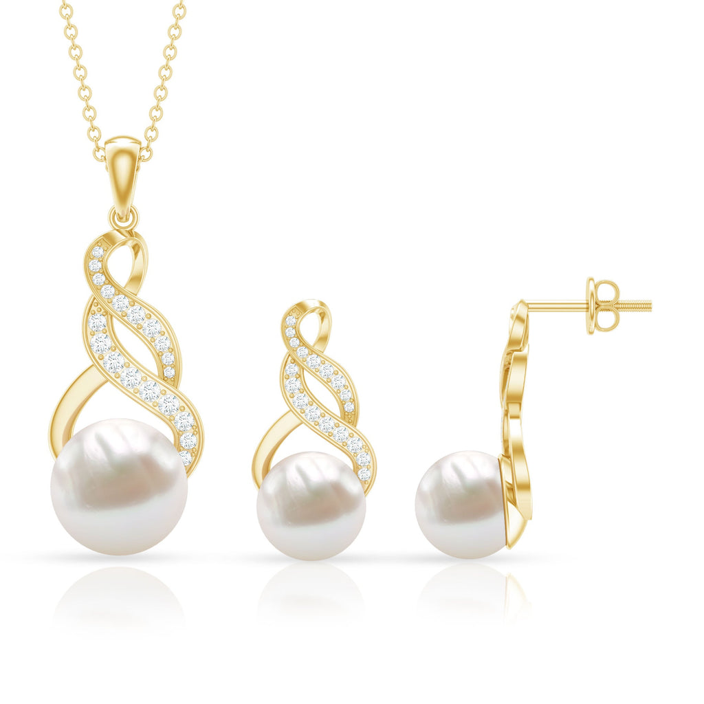 Freshwater Pearl & Lab-Grown Diamond Infinity Bridal Jewelry Set