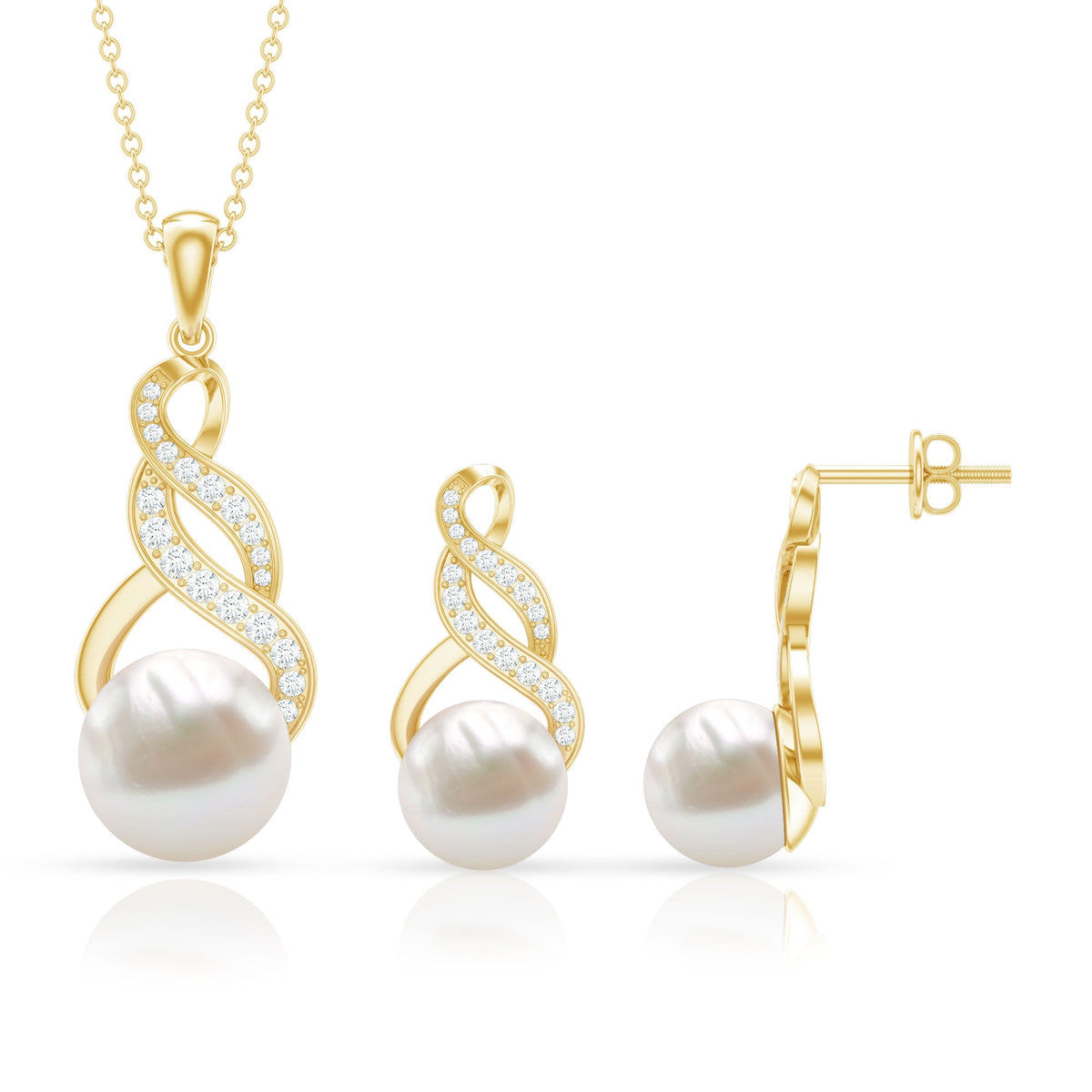 Freshwater Pearl & Lab-Grown Diamond Infinity Bridal Jewelry Set