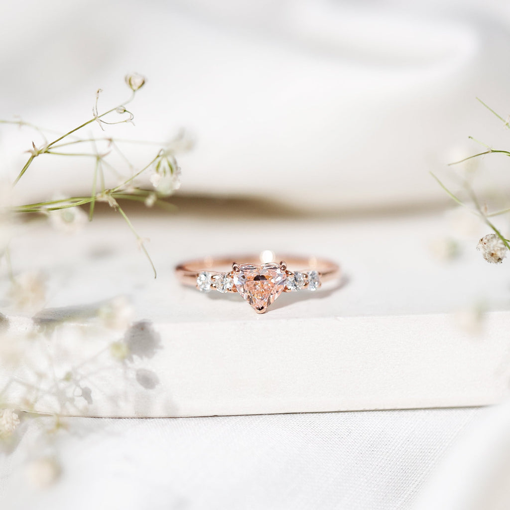 1 Carat Pink Heart Lab-Grown Diamond Promise Ring