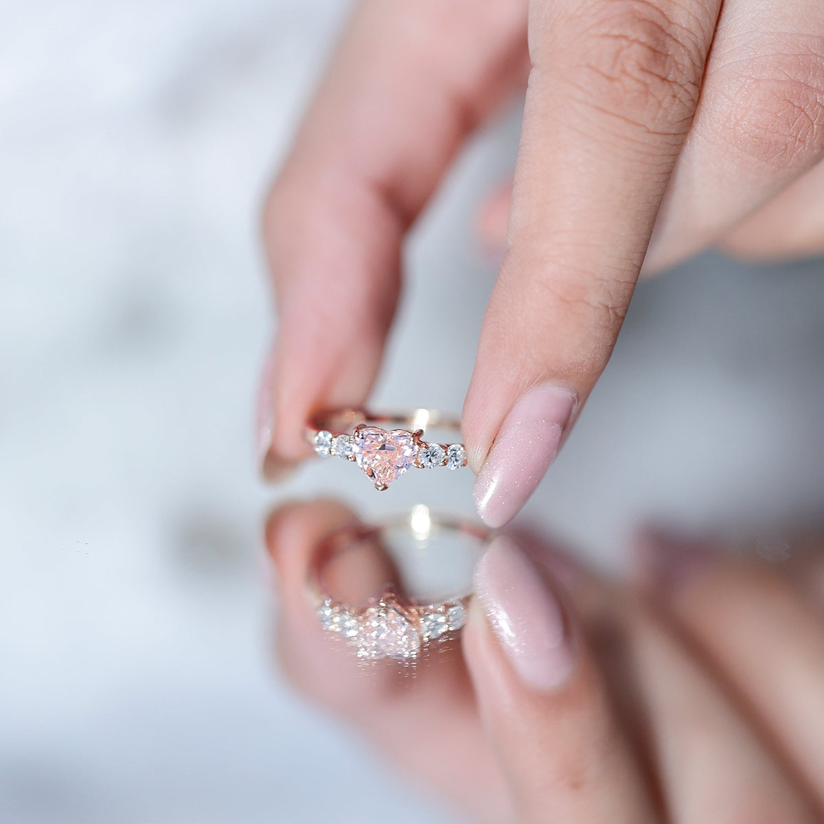 1 Carat Pink Heart Lab-Grown Diamond Promise Ring