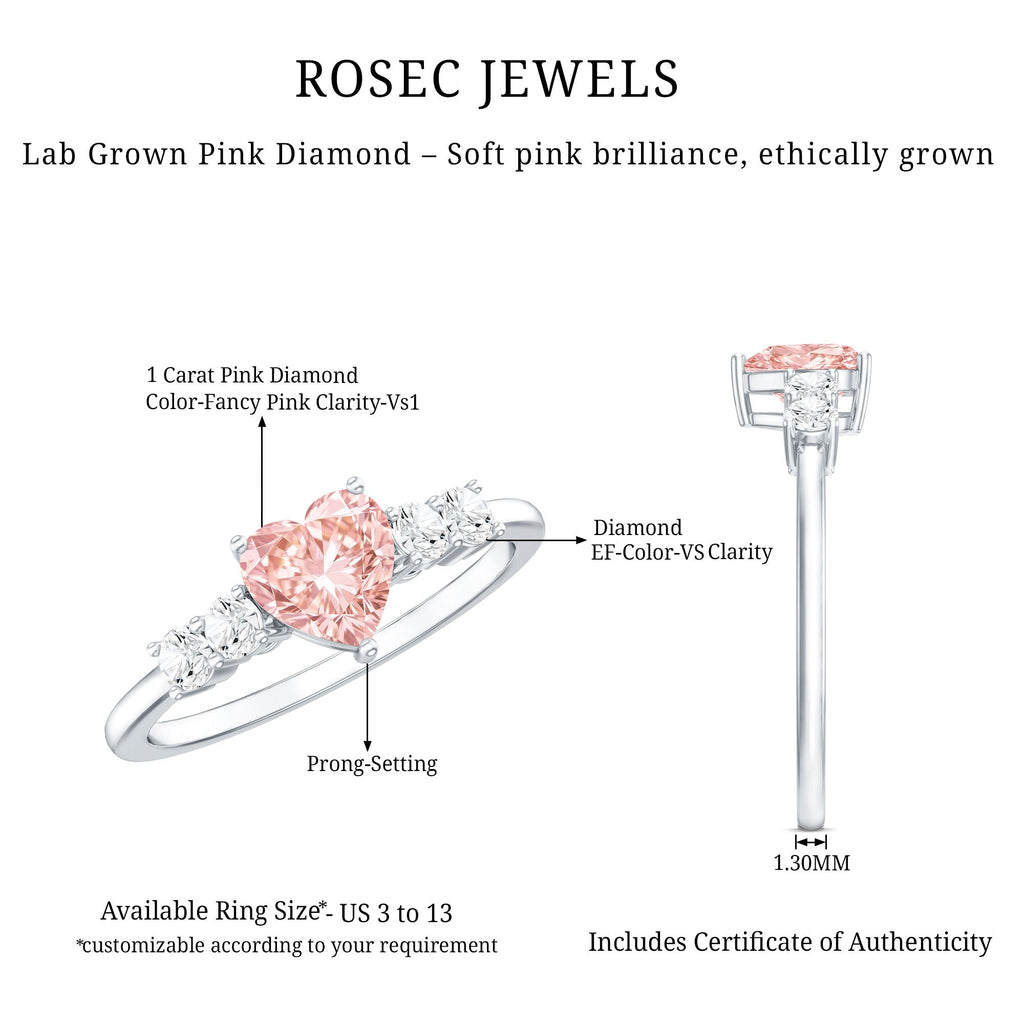 1 Carat Pink Heart Lab-Grown Diamond Promise Ring
