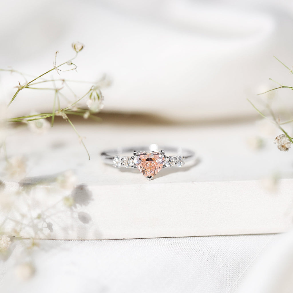 1 Carat Pink Heart Lab-Grown Diamond Promise Ring