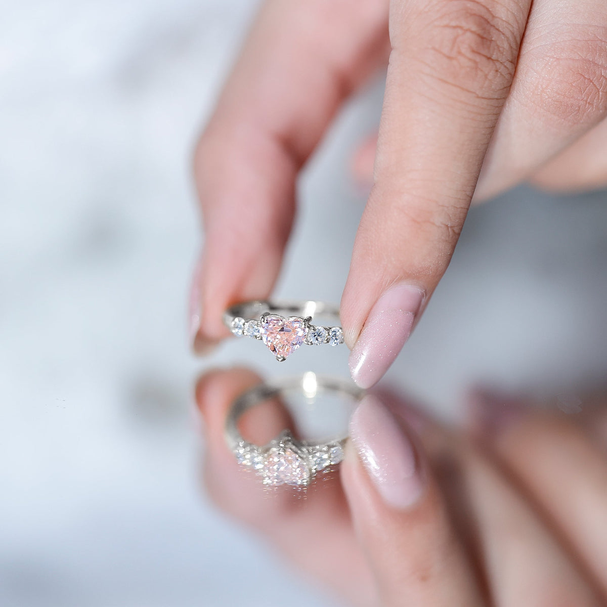 1 Carat Pink Heart Lab-Grown Diamond Promise Ring
