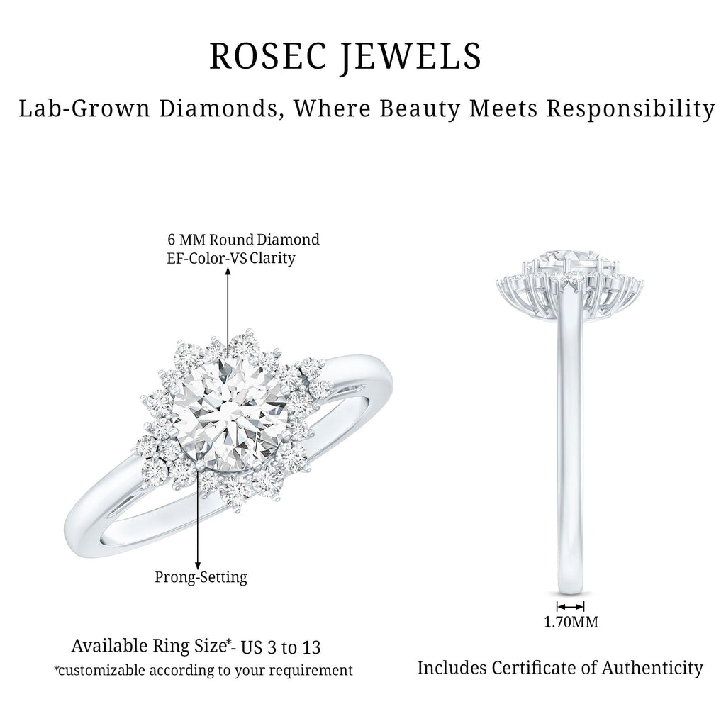 1 Carat IGI Certified Lab Grown Diamond Halo Engagement Ring