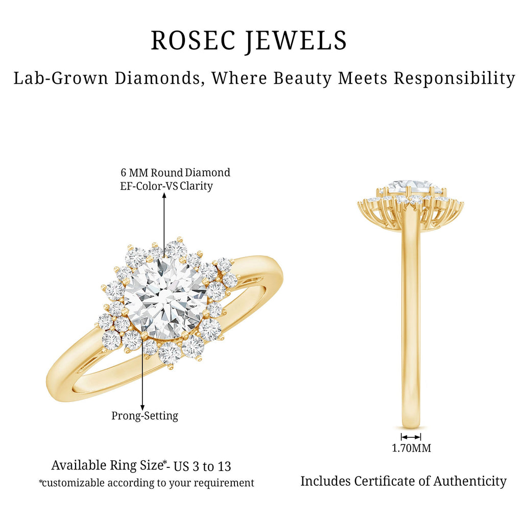 1 Carat IGI Certified Lab Grown Diamond Halo Engagement Ring