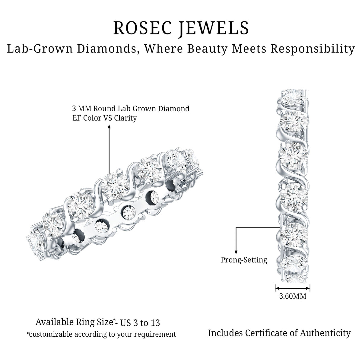 Round Lab-Grown Diamond Eternity Wedding Band