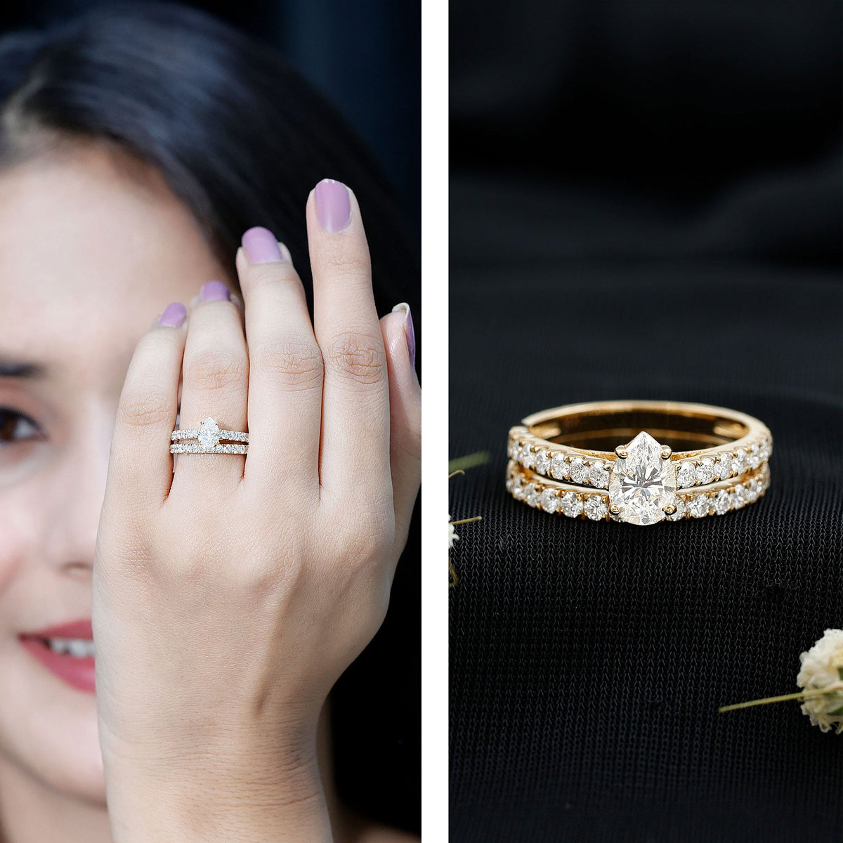 Certified Lab Grown Diamond Engagement Ring With Wedding Band