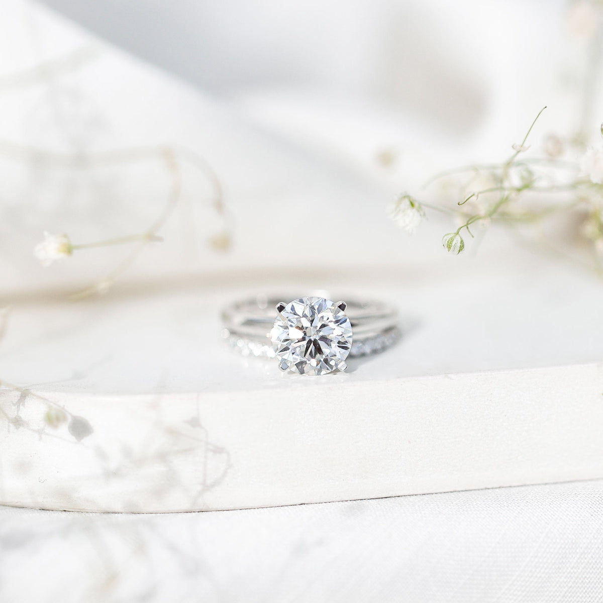 Certified 2 Carat Lab Grown Diamond Solitaire Wedding Ring Set
