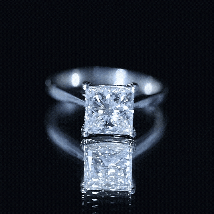 IGI Certified 3 Carat Princess Cut Lab Grown Diamond Solitaire Engagement Ring
