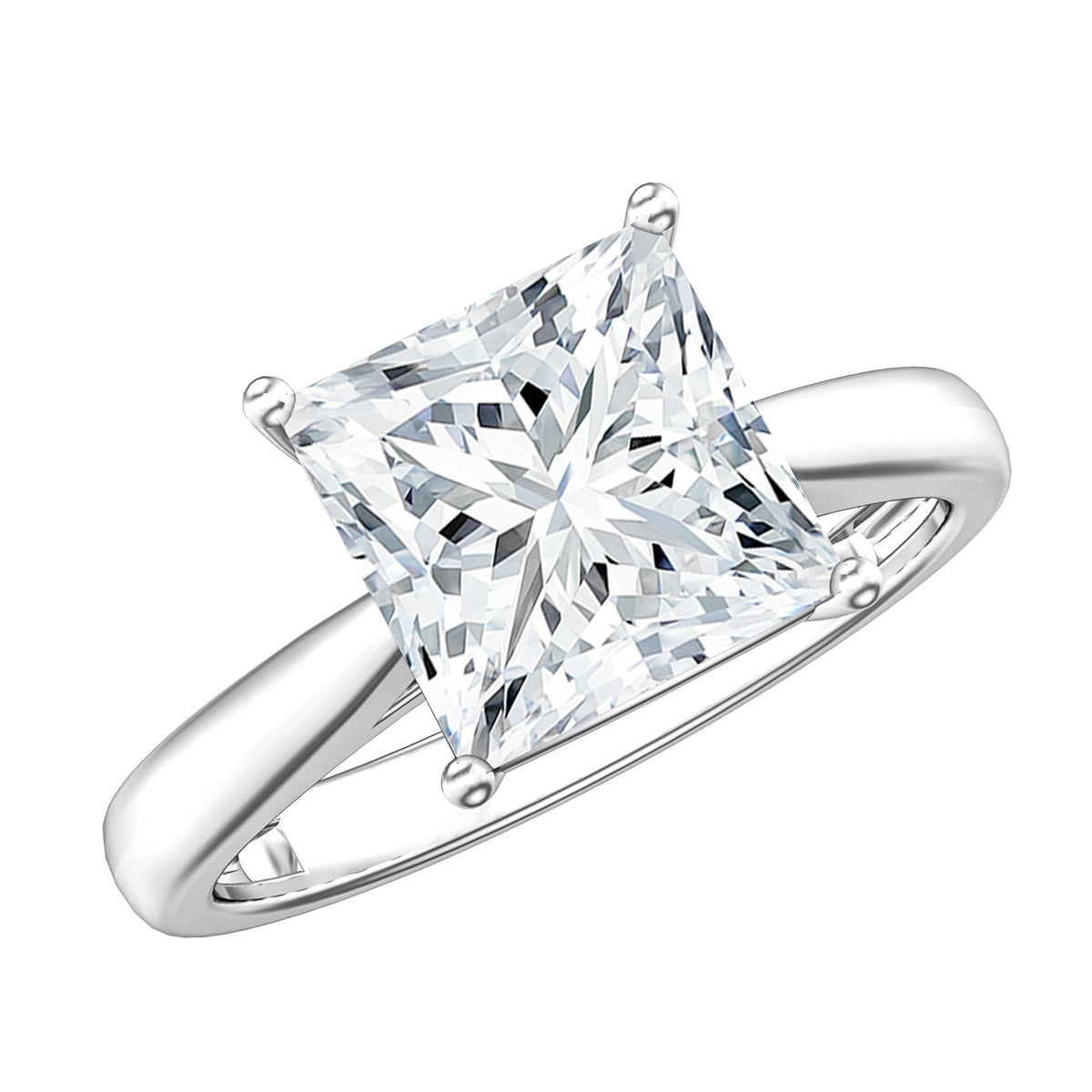 IGI Certified 3 Carat Princess Cut Lab Grown Diamond Solitaire Engagement Ring