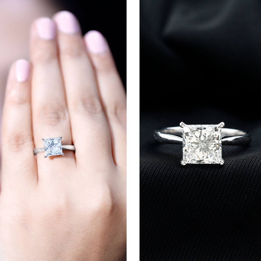 IGI Certified 3 Carat Princess Cut Lab Grown Diamond Solitaire Engagement Ring