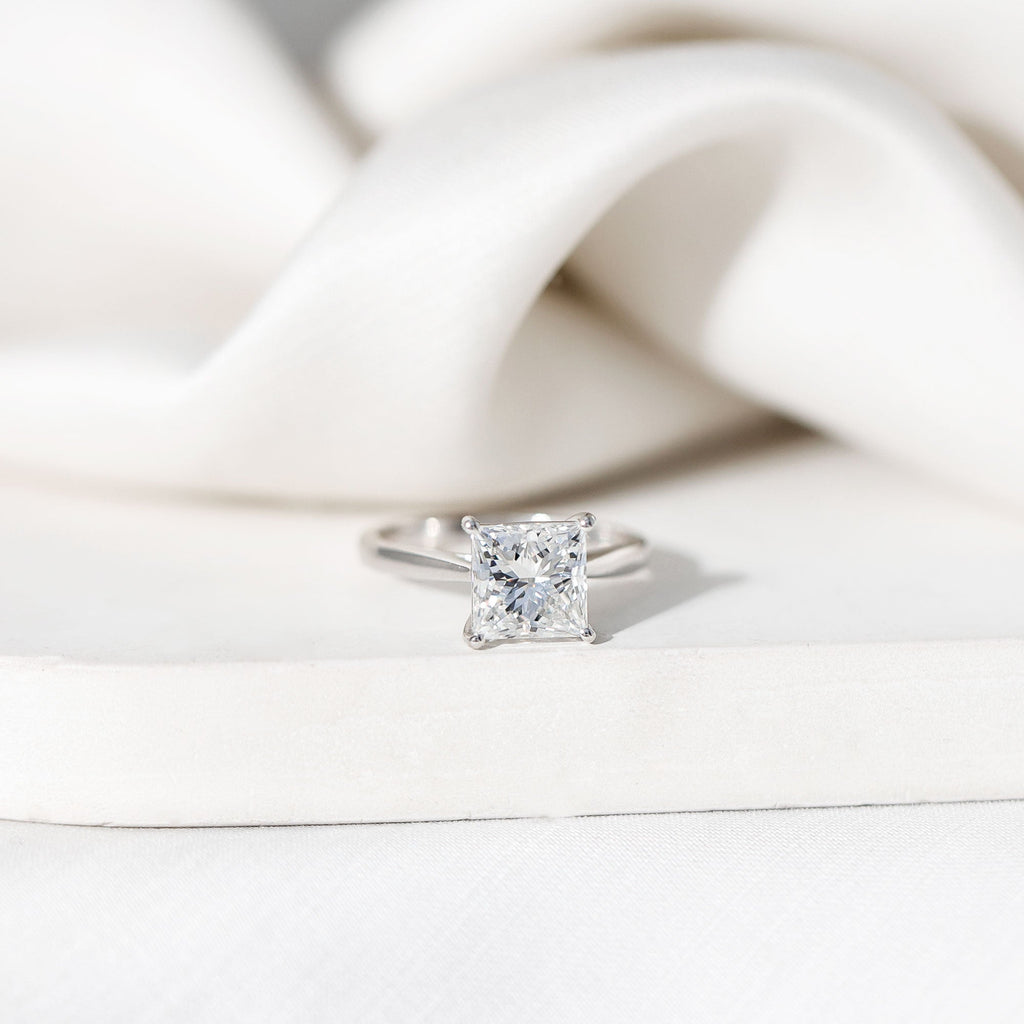 IGI Certified 3 Carat Princess Cut Lab Grown Diamond Solitaire Engagement Ring