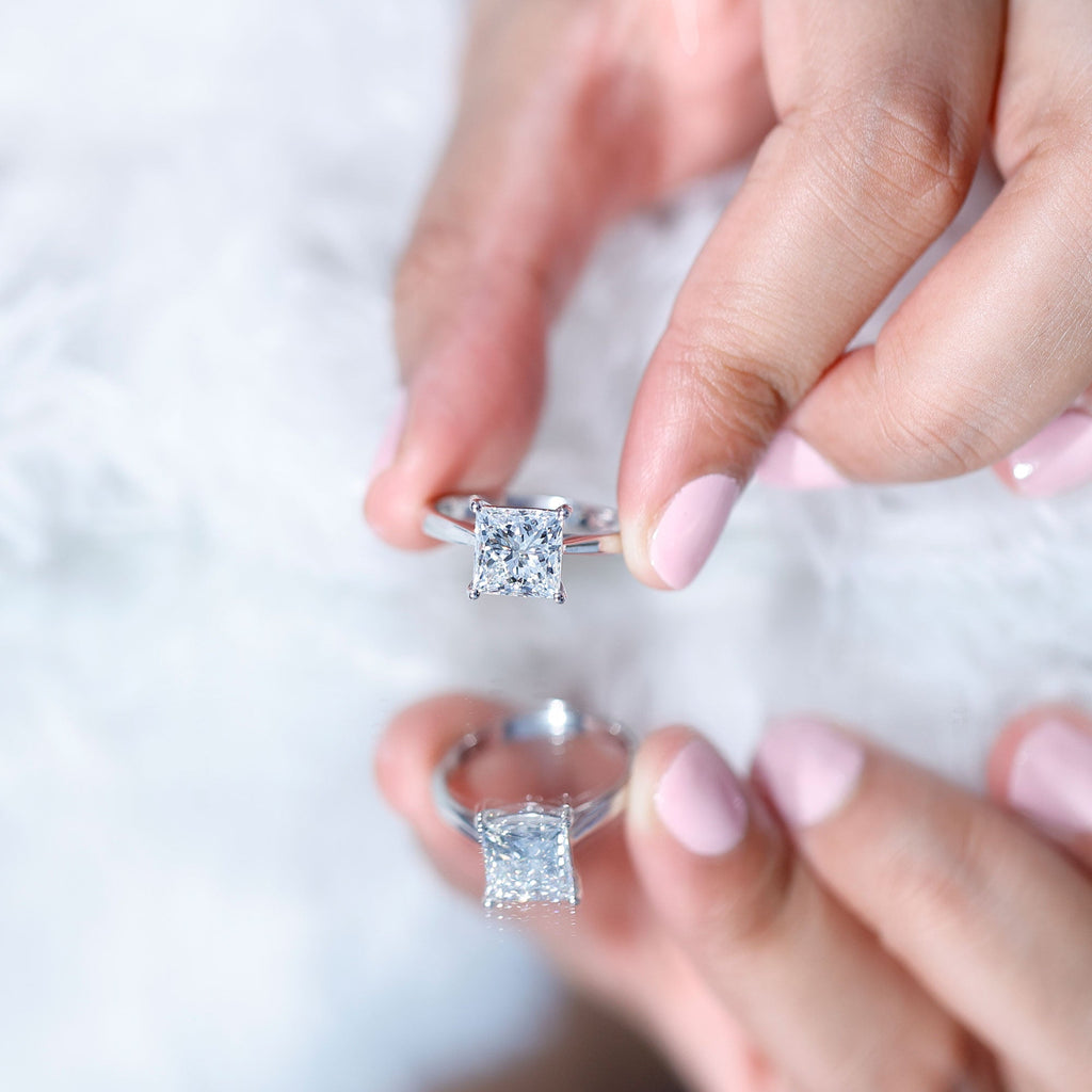 IGI Certified 3 Carat Princess Cut Lab Grown Diamond Solitaire Engagement Ring