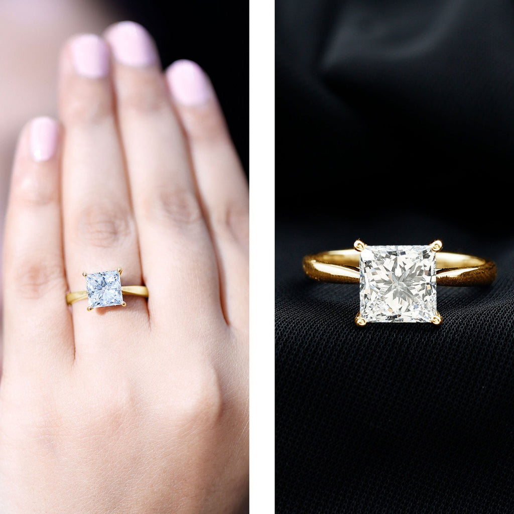 IGI Certified 3 Carat Princess Cut Lab Grown Diamond Solitaire Engagement Ring