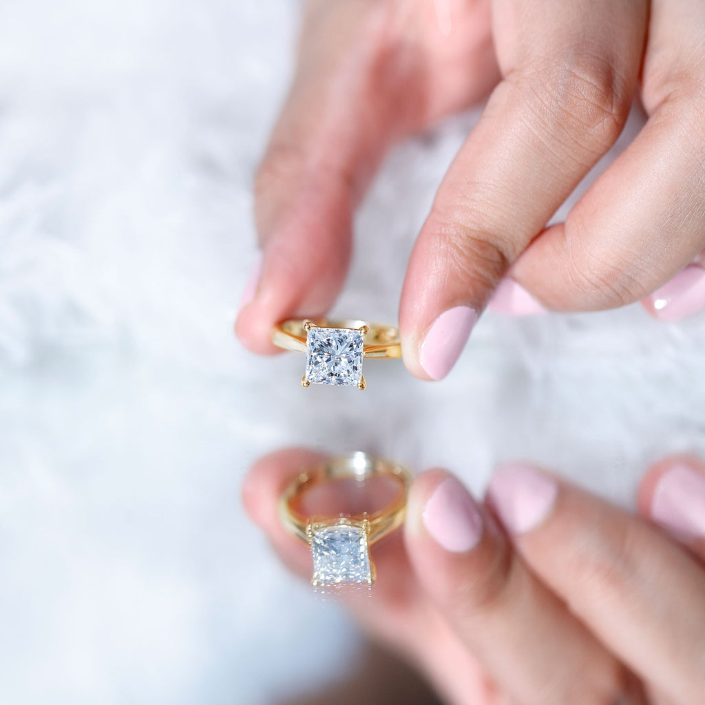 IGI Certified 3 Carat Princess Cut Lab Grown Diamond Solitaire Engagement Ring