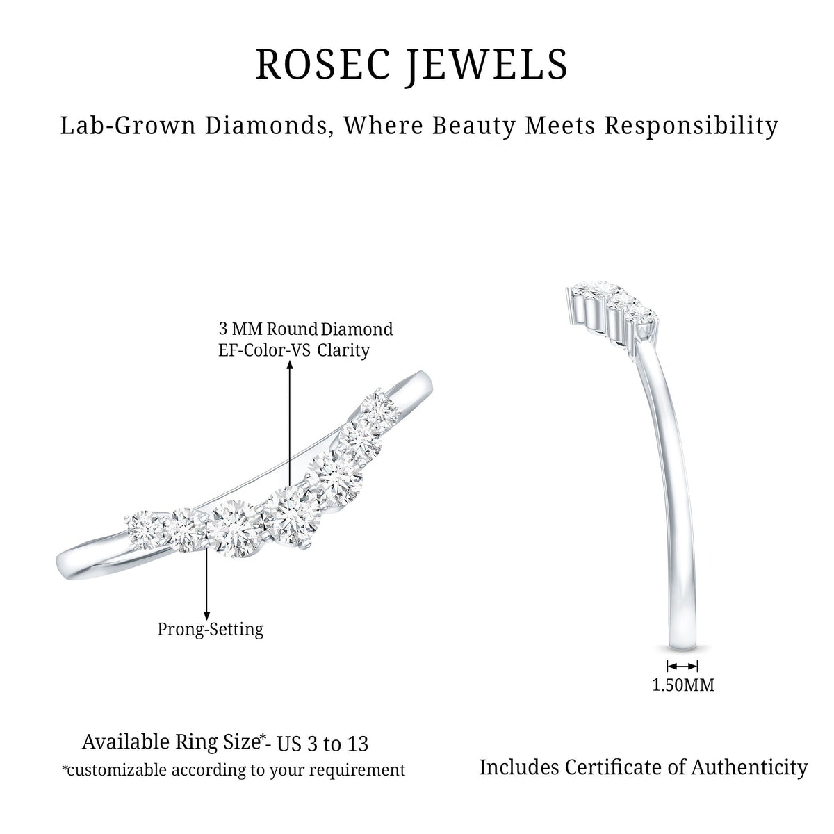 Lab-Grown Diamond Chevron Wedding Band Enhancer