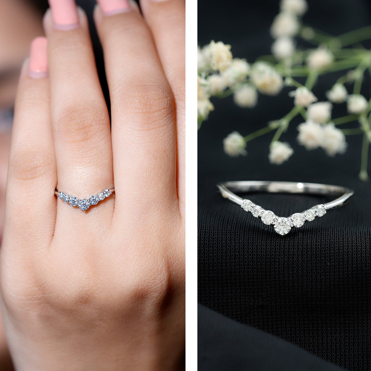 Lab-Grown Diamond Chevron Wedding Band Enhancer